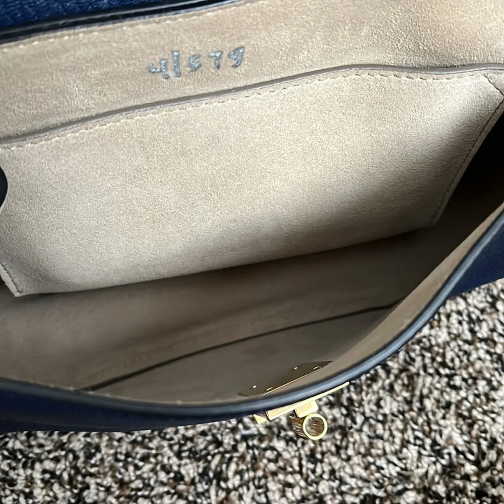 Chloe Drew Navy Leather Shoulder Bag, worn twice